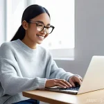 드라이버 및 펌웨어 업데이트 일정 관리 팁 - **Prompt:** A young, casually dressed person, perhaps a student or young professional, sits at a mod...