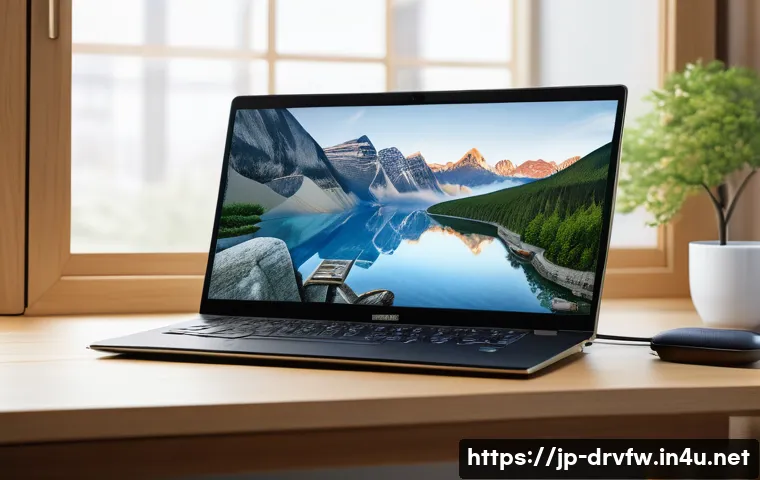 USB 장치 드라이버 설치 오류 해결 - A detailed, modern Japanese home office setup with a sleek laptop showing Windows 10 interface, mult...